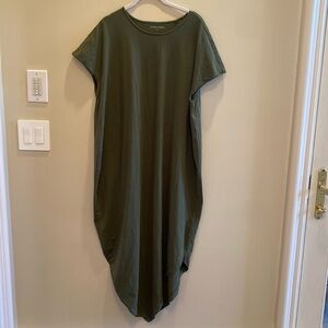Universal Standard Iconic Geneva Pima Cotton Asymmetrical Crew Dress Green M